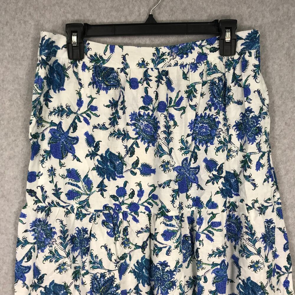 Nicole Miller Artelier Skirt Womens Medium Blue Floral Tiered Peasant Cottage - Picture 2 of 8